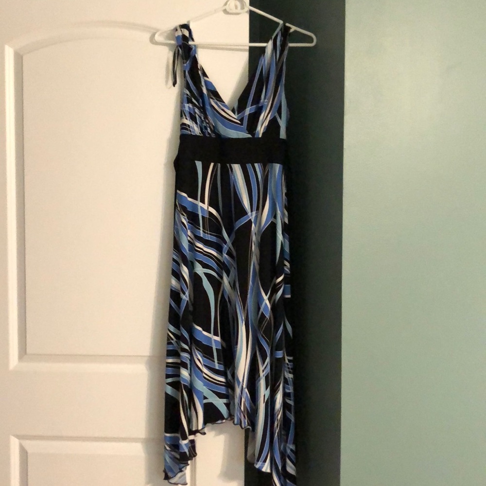 Blue and black stripe dress